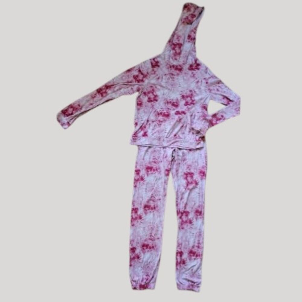 SUNSET SKY Pink Tie Dye Hooded Ribbed Jogging Pant Set Girls Size 12
